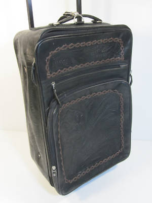 Hand tooled black - black, leather