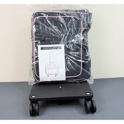 Rolling craft bag wheels - on,